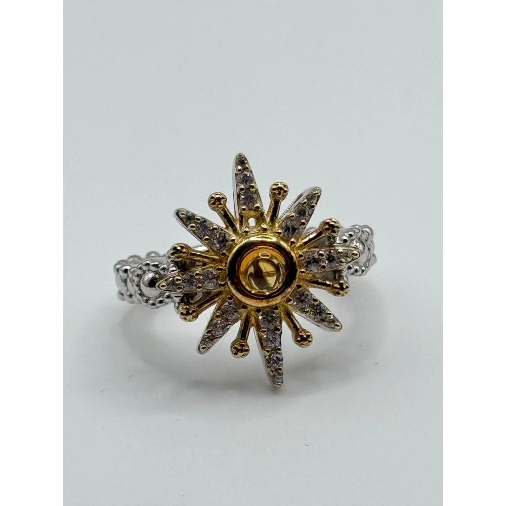 Dallas Prince Sterling Silver Starburst Star Ring Size 7 READ